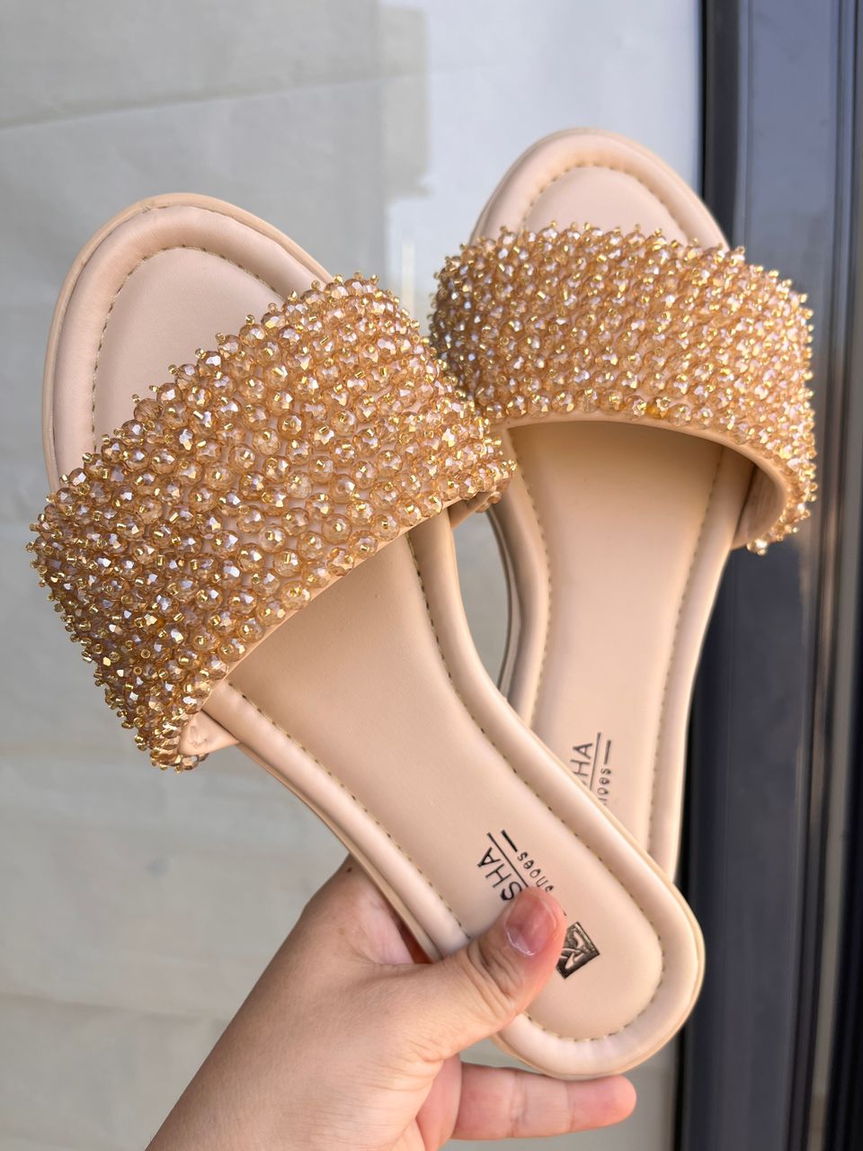 Sandales cristal champagne BY NR